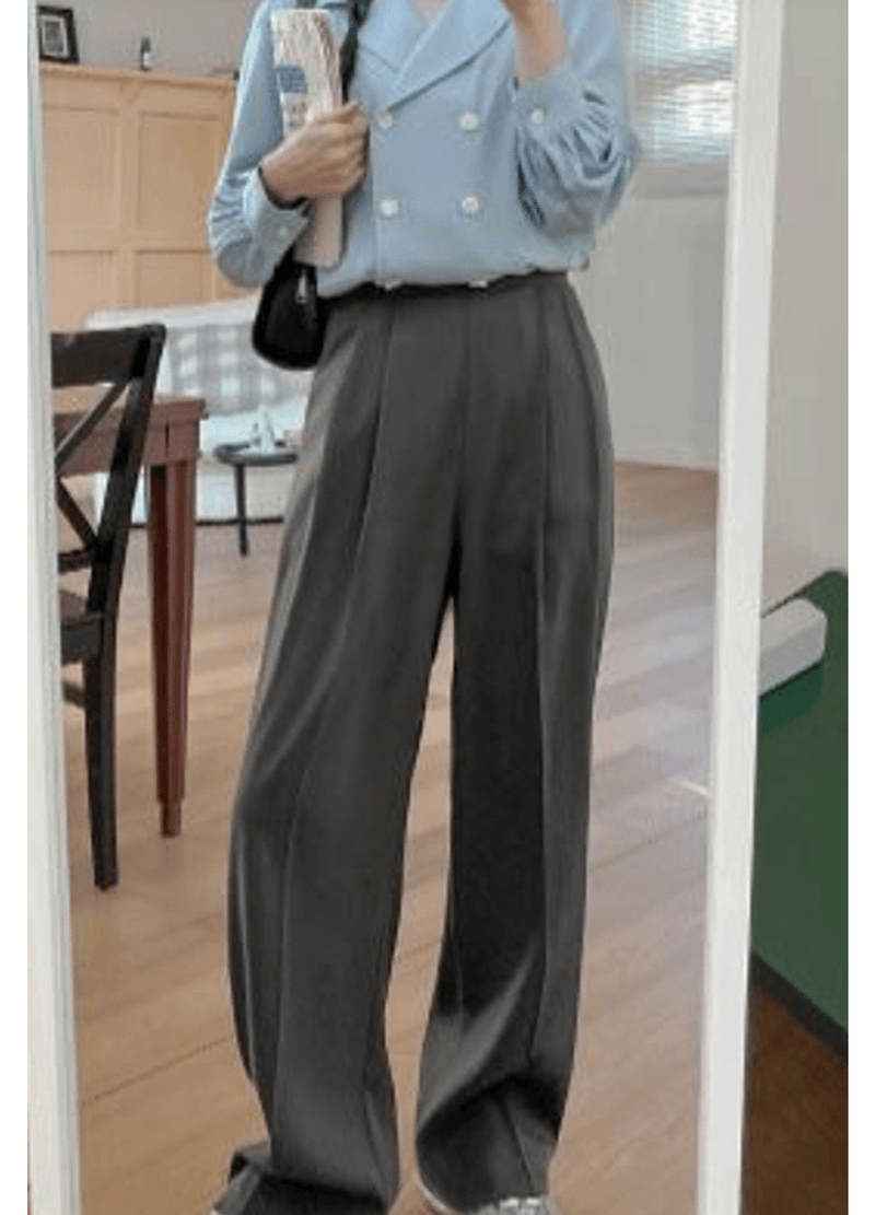 BEST SIDE ZIP-UP WIDE-FIT SLACKS ( 3 COLORS )