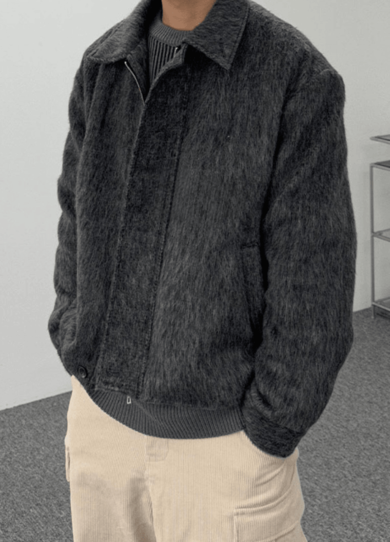 MOHAIR WOOL HALF COAT