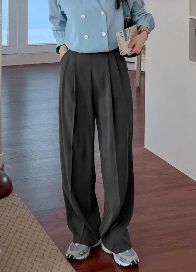 BEST SIDE ZIP-UP WIDE-FIT SLACKS ( 3 COLORS )