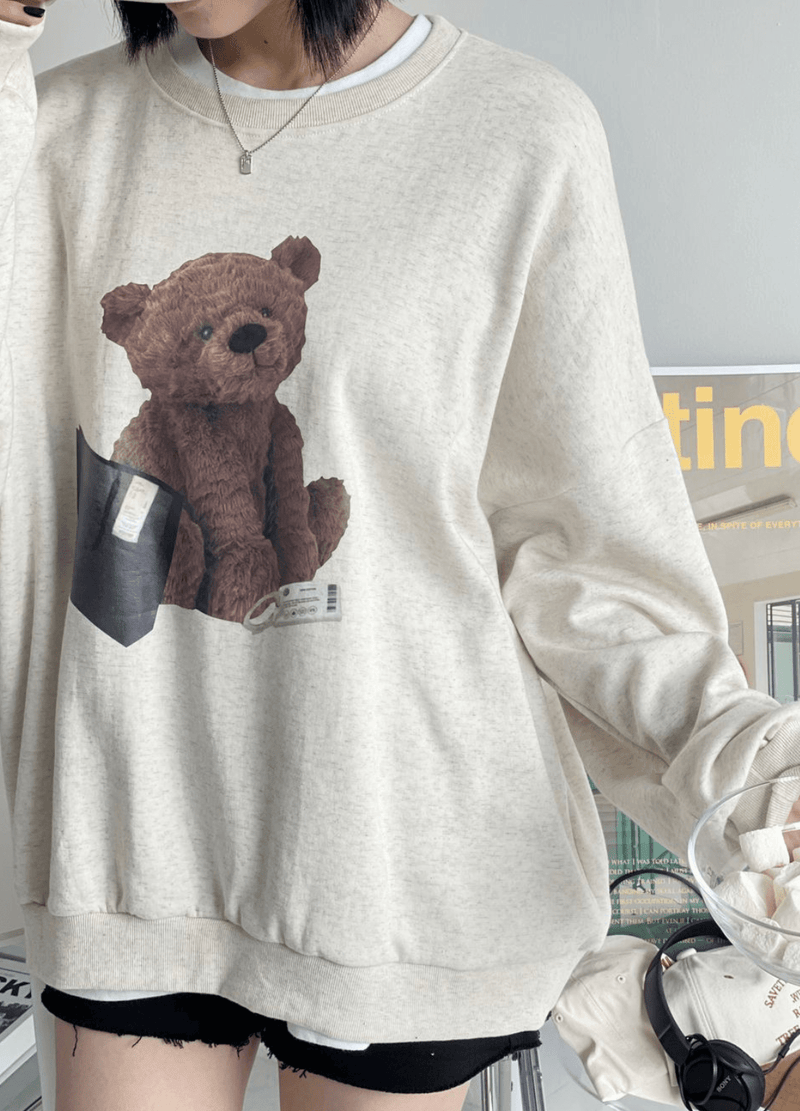 BEAR FLEECE-LINED SWEATSHIRTS( 2 COLORS )