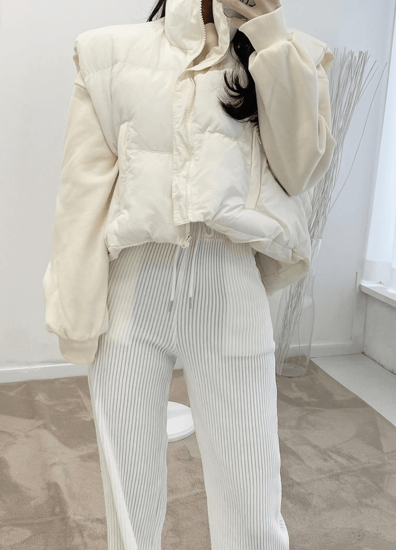 CROPPED UNBALANCED WARM VEST ( 2 COLORS )