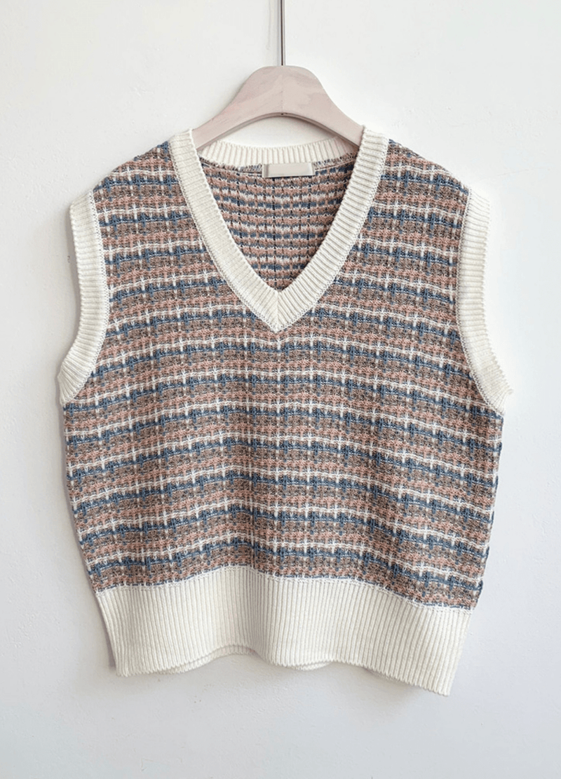 BLING BLING TWEED PATTETNED VEST ( 2 COLROS )