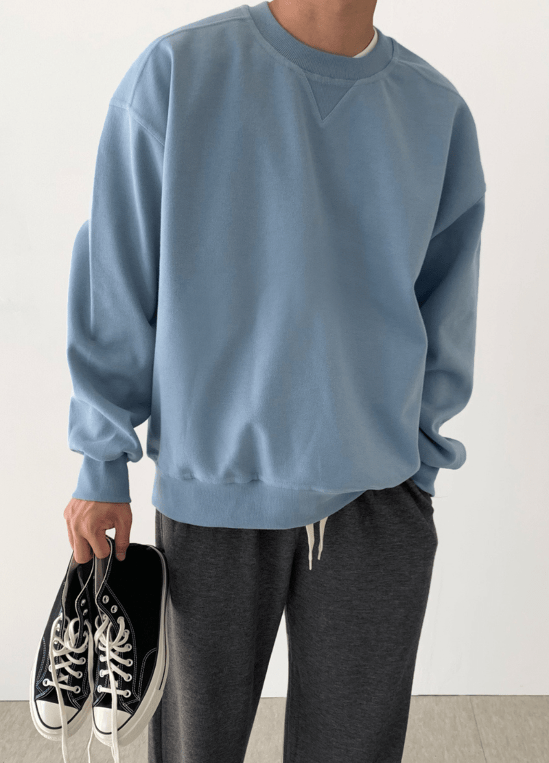 PLATED FABRIC SWEATSHIRT ( 2 COLORS )