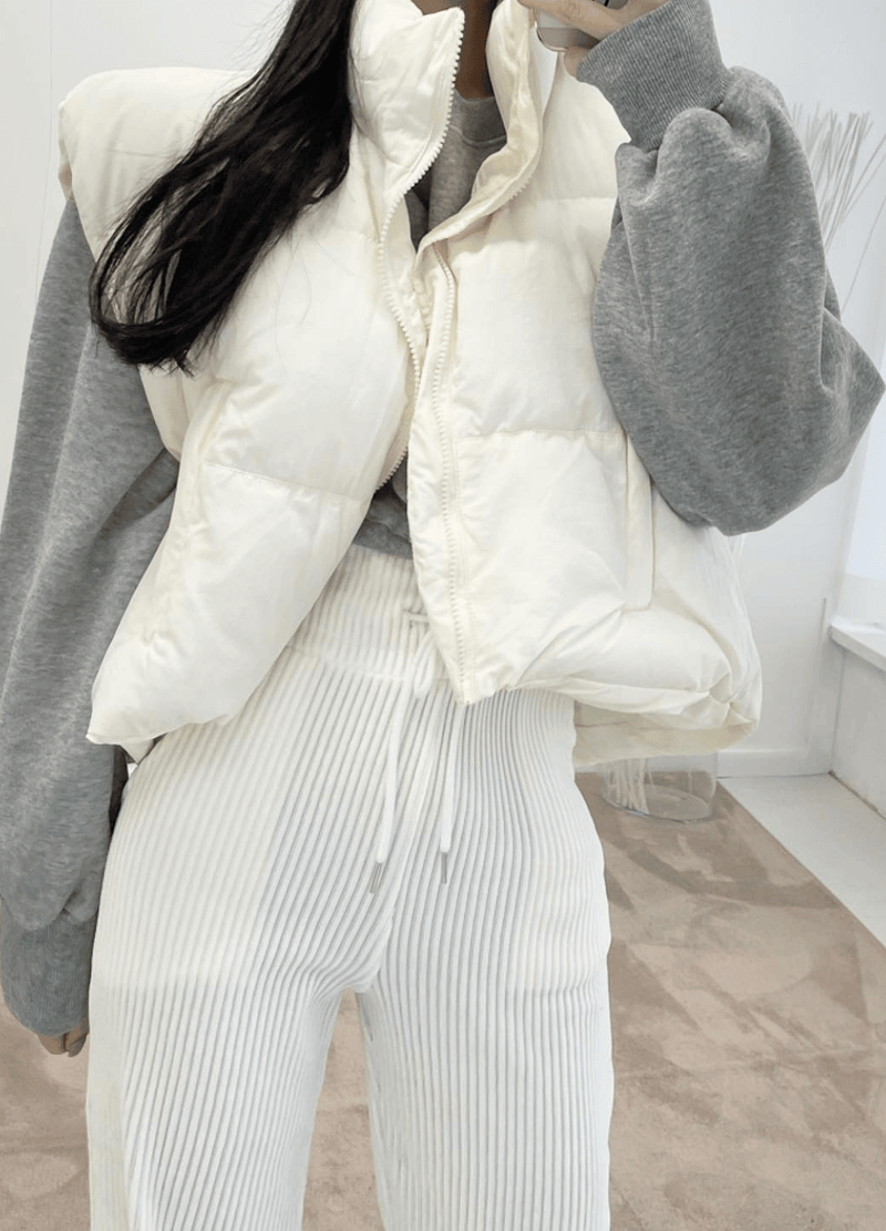 CROPPED UNBALANCED WARM VEST ( 2 COLORS )