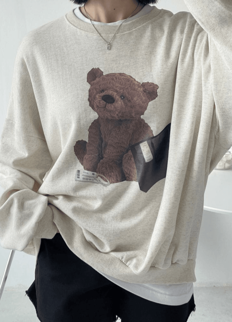 BEAR FLEECE-LINED SWEATSHIRTS( 2 COLORS )