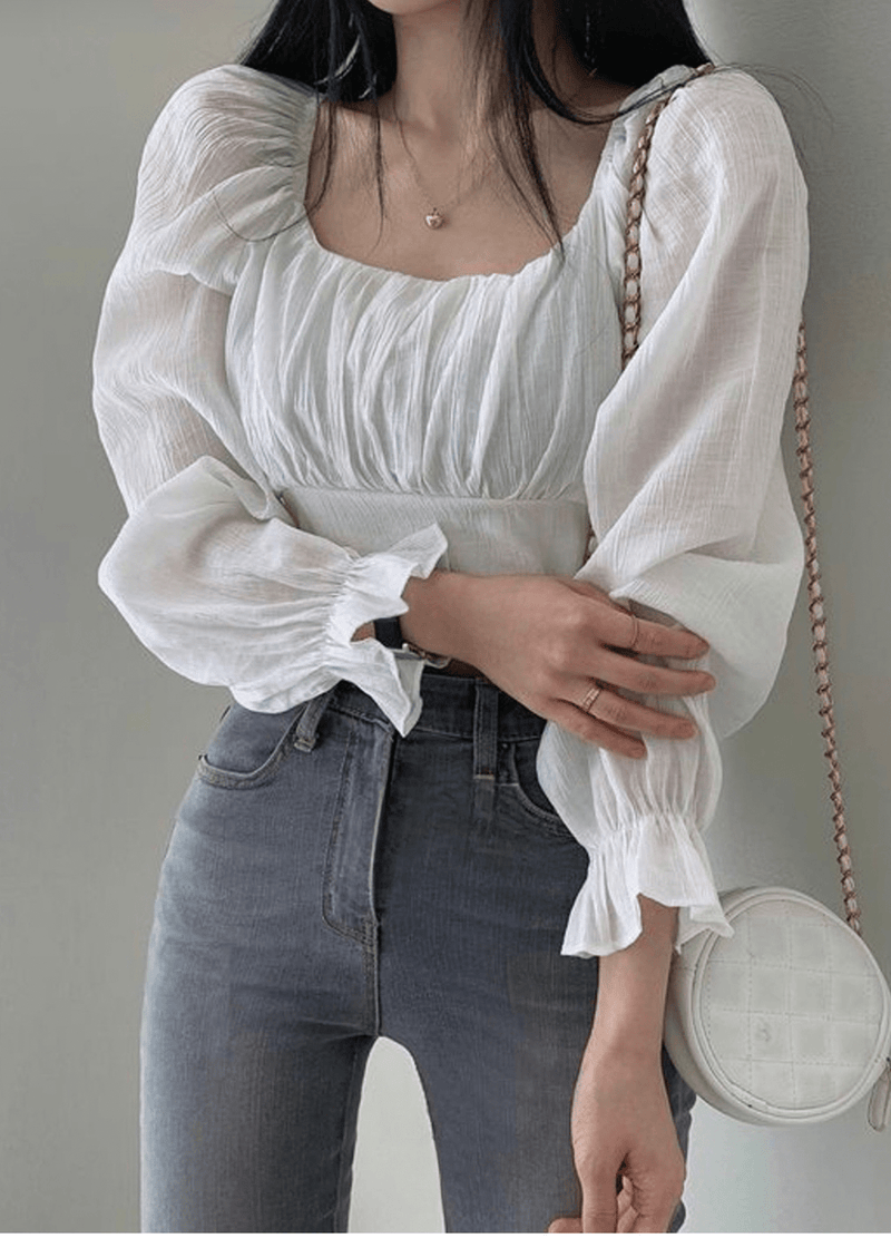 BACK RIBBON CROPPED BLOUSE ( 3 colors ) – OnYou