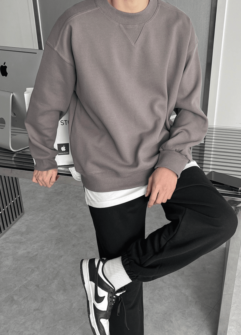 PLATED FABRIC SWEATSHIRT ( 2 COLORS )