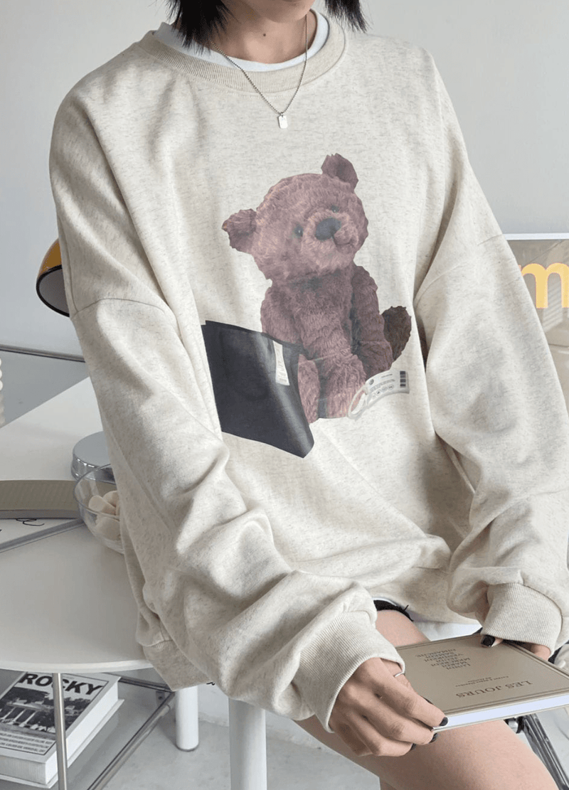 BEAR FLEECE-LINED SWEATSHIRTS( 2 COLORS )