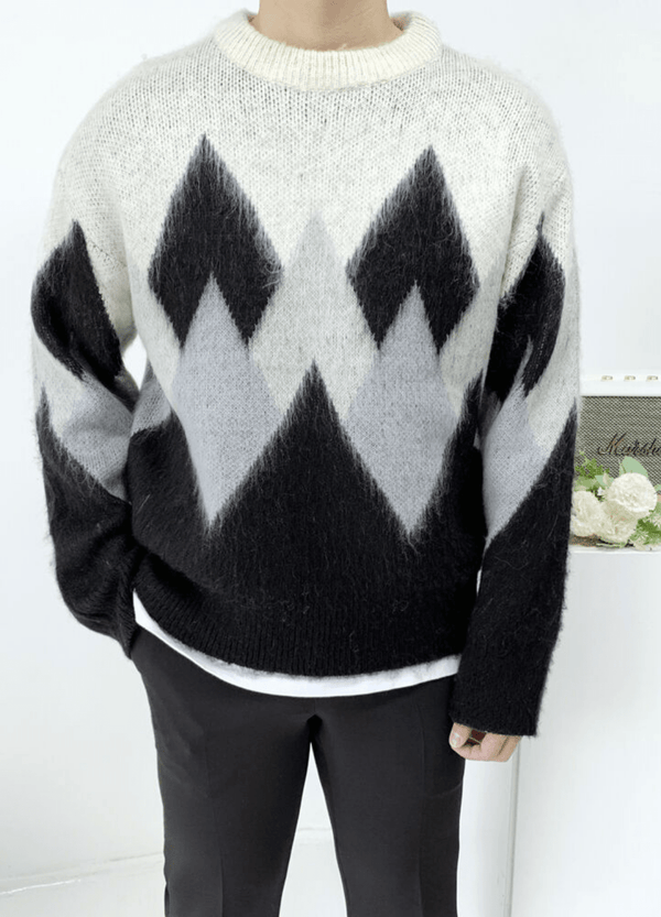 ANGORA ARGYLE KNIT #O