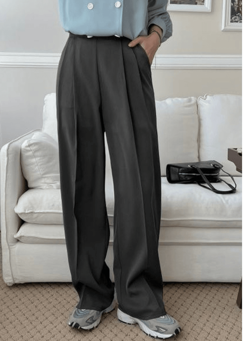 BEST SIDE ZIP-UP WIDE-FIT SLACKS ( 3 COLORS )