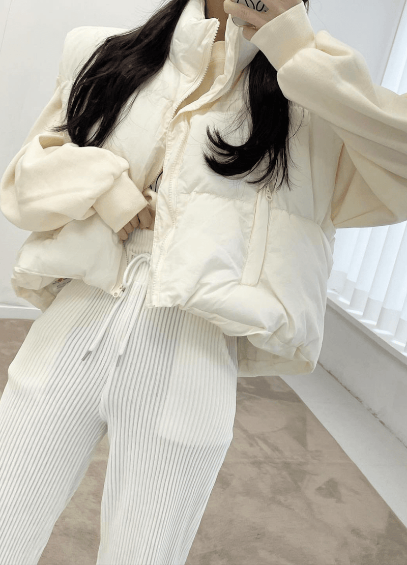 CROPPED UNBALANCED WARM VEST ( 2 COLORS )