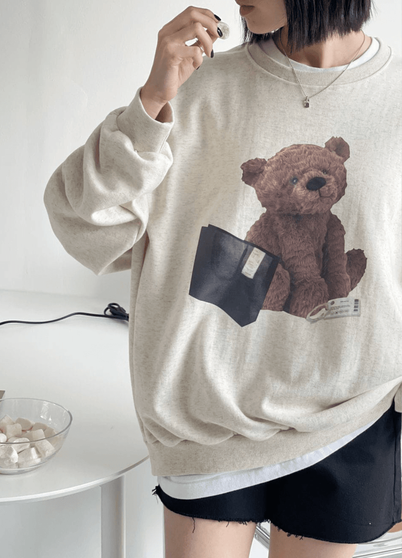 BEAR FLEECE-LINED SWEATSHIRTS( 2 COLORS )