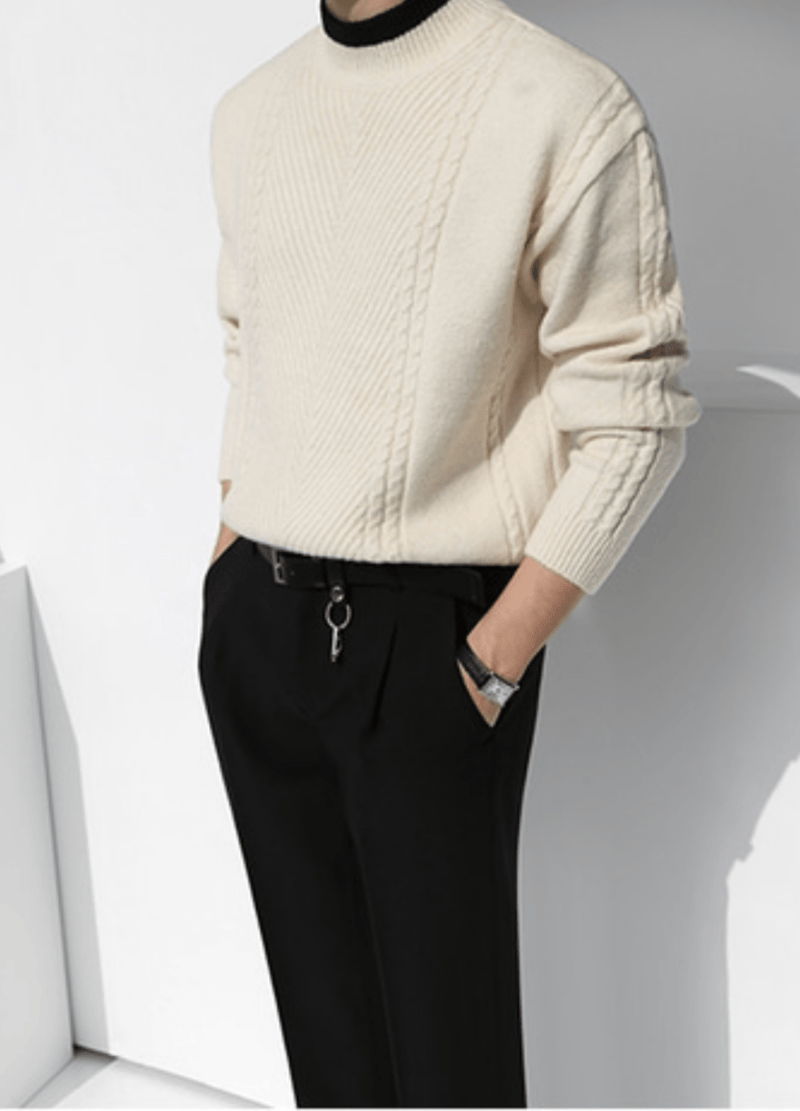 ROUND SHAPE HALF-NECK SWEATER #O