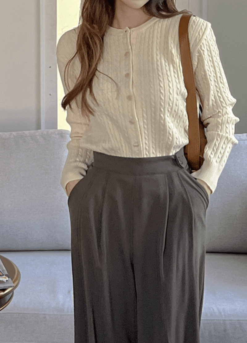 BEST SIDE ZIP-UP WIDE-FIT SLACKS ( 3 COLORS )