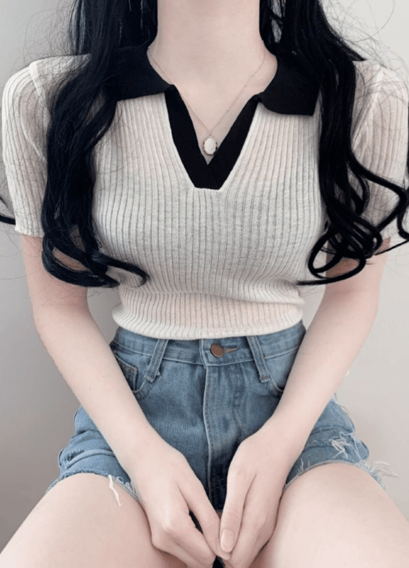 COLLAR SUMMER KNIT ( 3 COLORS )