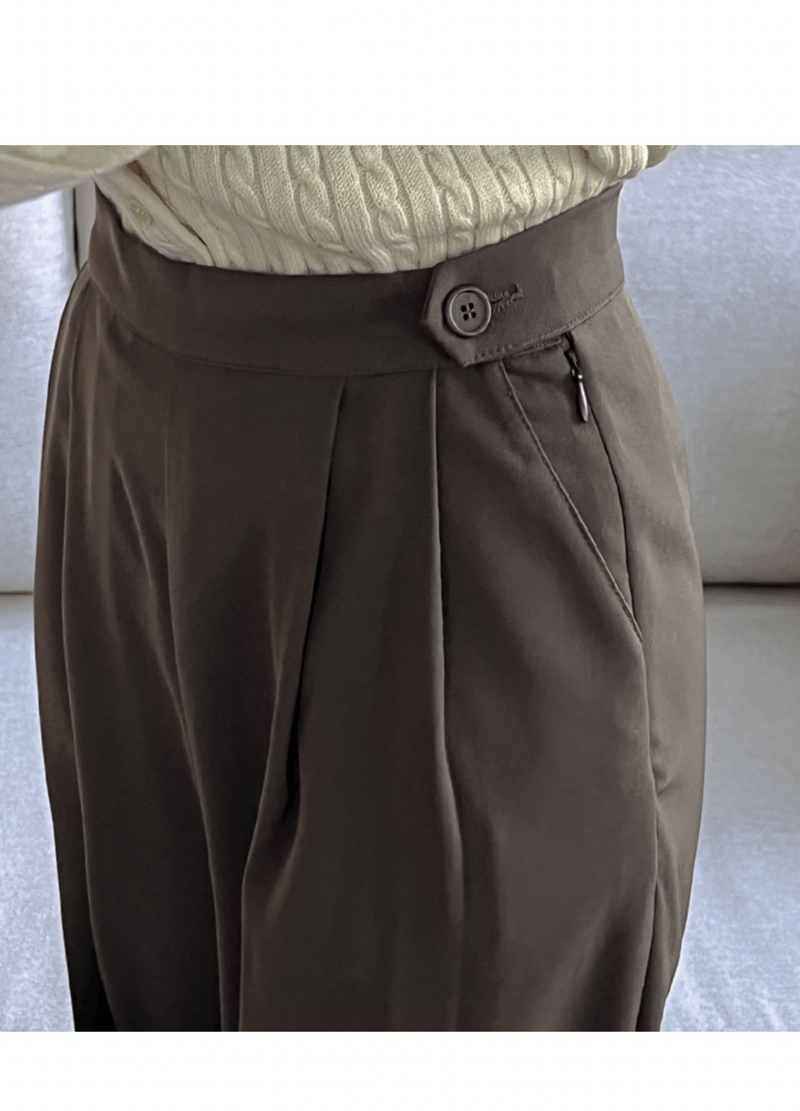 BEST SIDE ZIP-UP WIDE-FIT SLACKS ( 3 COLORS )