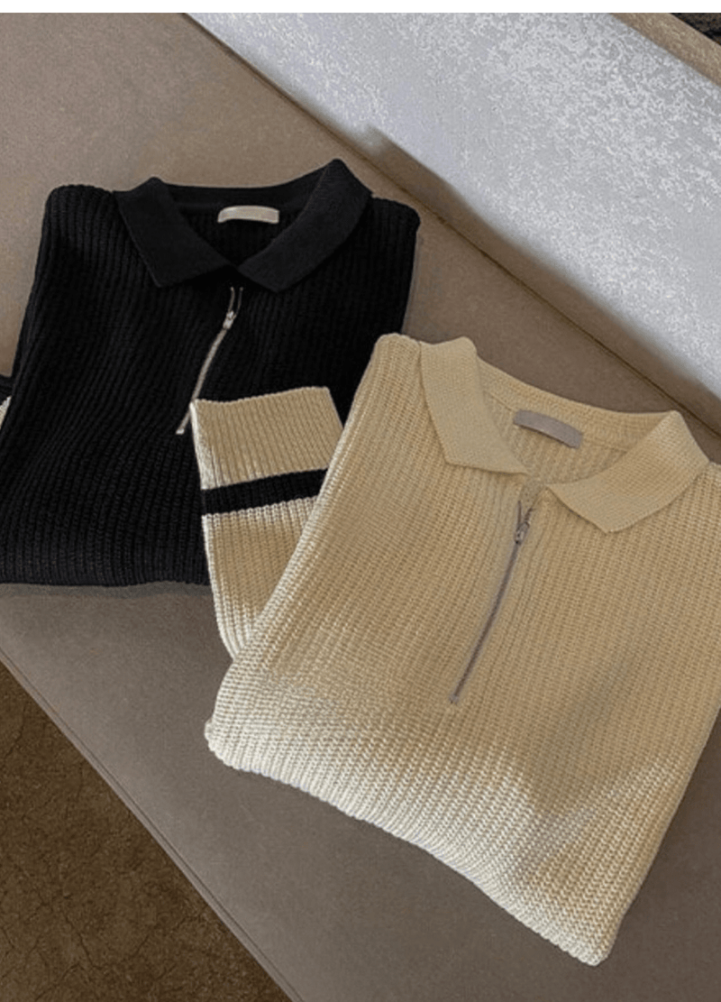 ZIP-UP SWEATER KNIT ( 2 colors )