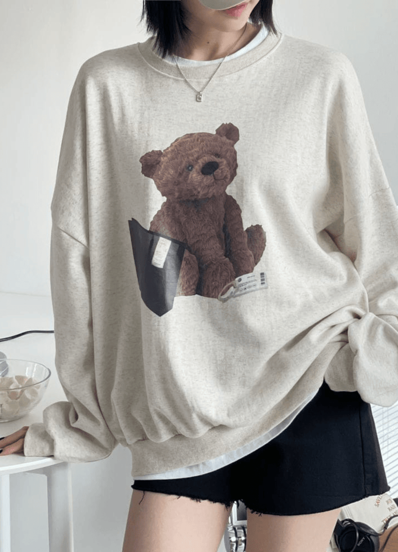 BEAR FLEECE-LINED SWEATSHIRTS( 2 COLORS )