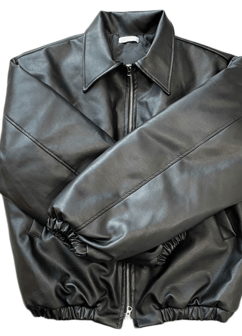 OVERSIZED CROPPED LEATHER JACKET ( 2 colors ) #O