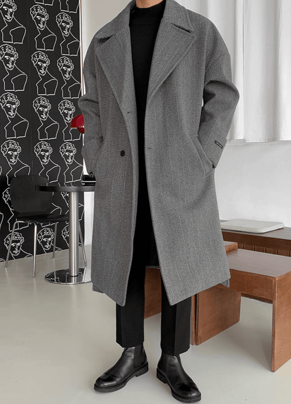 D. SLEEVE HERRINGBONE ROBE COAT