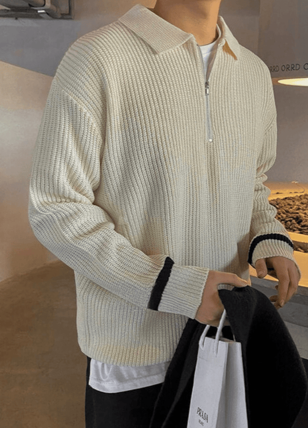 ZIP-UP SWEATER KNIT ( 2 colors )