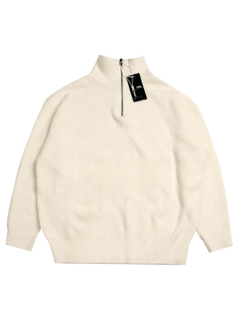 HALF ZIP-UP OVERSIZED SWEATER ( 3 COLORS )