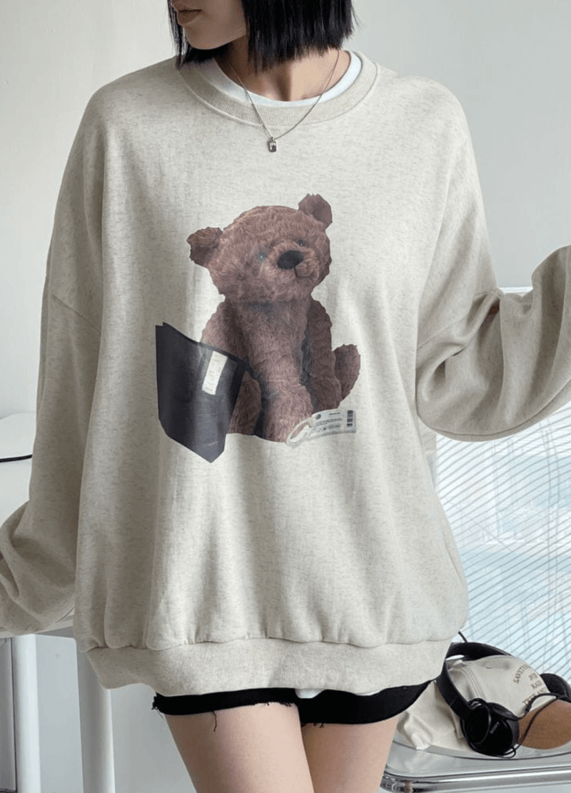 BEAR FLEECE-LINED SWEATSHIRTS( 2 COLORS )