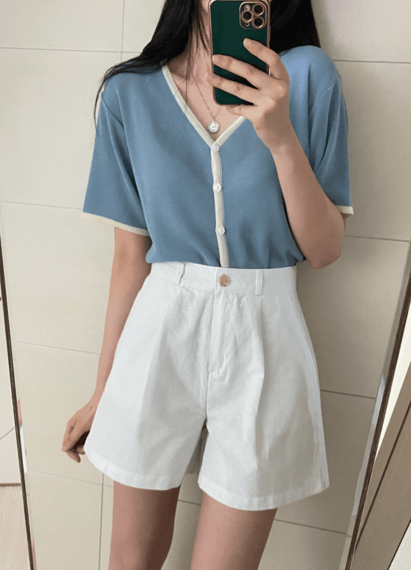 LINE SHORT CARDIGAN ( 3 COLORS )