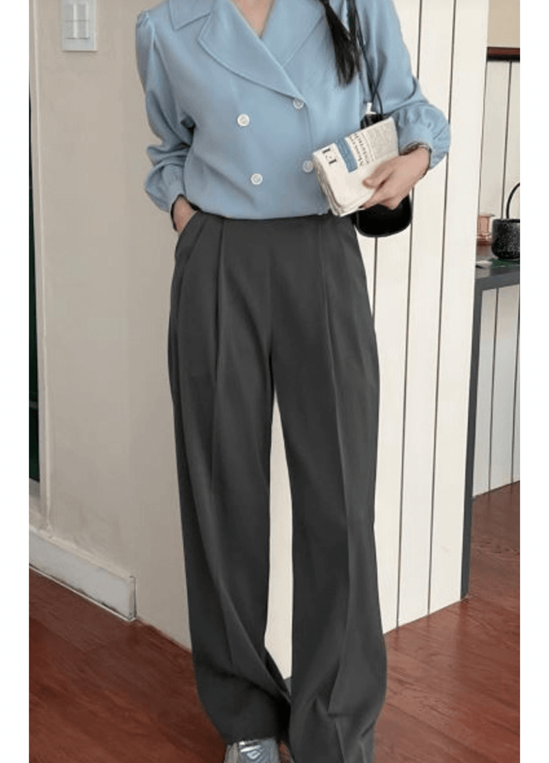 BEST SIDE ZIP-UP WIDE-FIT SLACKS ( 3 COLORS )