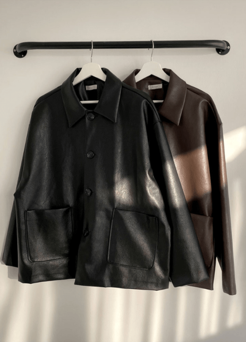 LEATHER POCKET JACKET ( 2 colors )