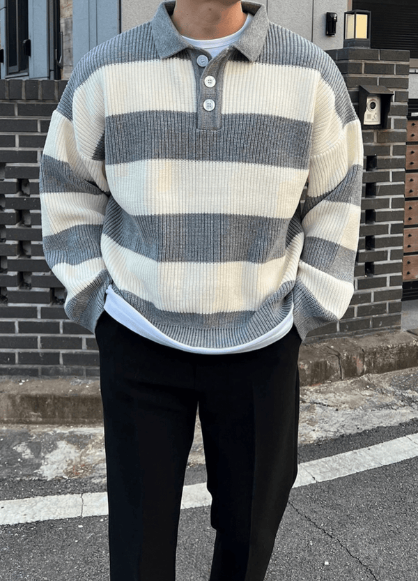 CARA STRIPED OVERFIT KNIT ( 2 colors )