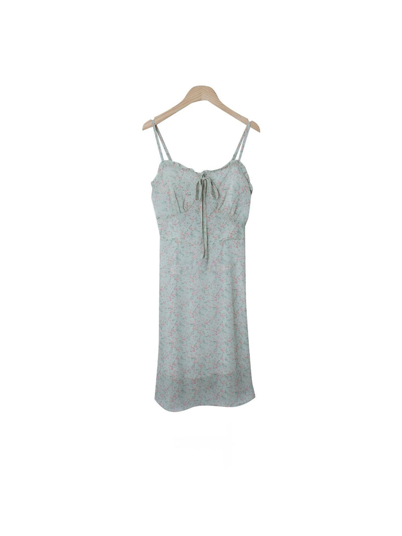 FLOWER PATTERNED SLEEVELESS DRESS ( 2 COLORS )