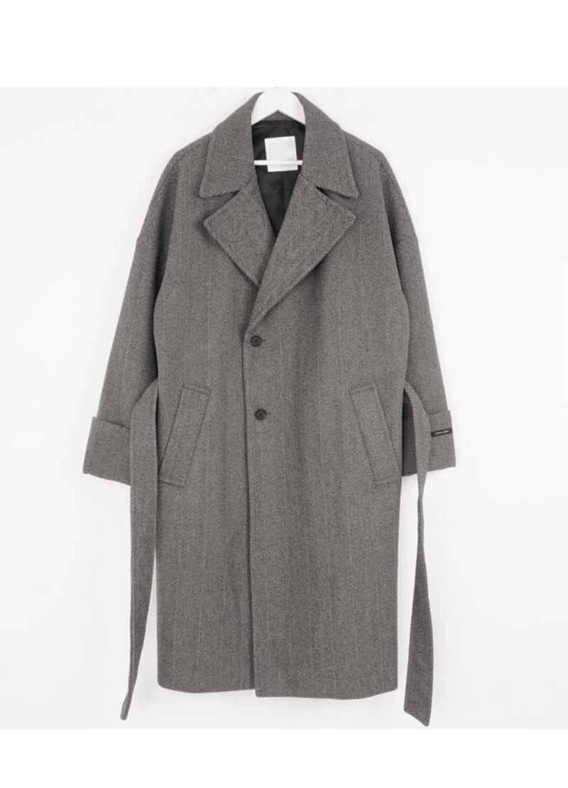 D. SLEEVE HERRINGBONE ROBE COAT