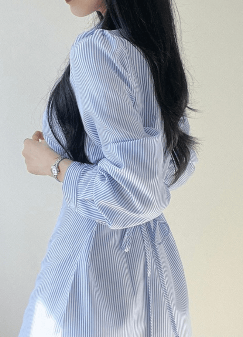 STRIPED BACK RIBBON SHIRTS ( 2 COLORS )