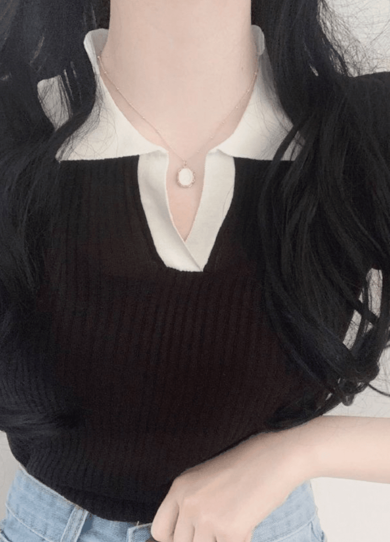 COLLAR SUMMER KNIT ( 3 COLORS )