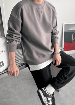 PLATED FABRIC SWEATSHIRT ( 2 COLORS )