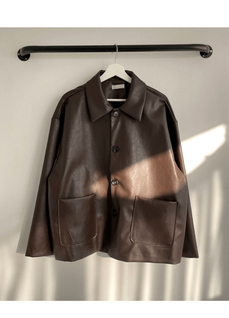 LEATHER POCKET JACKET ( 2 colors )