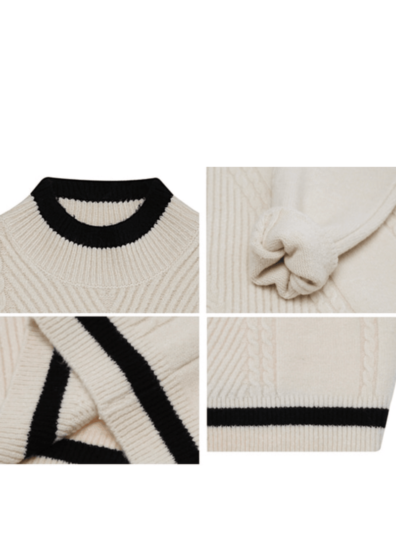 ROUND SHAPE HALF-NECK SWEATER #O