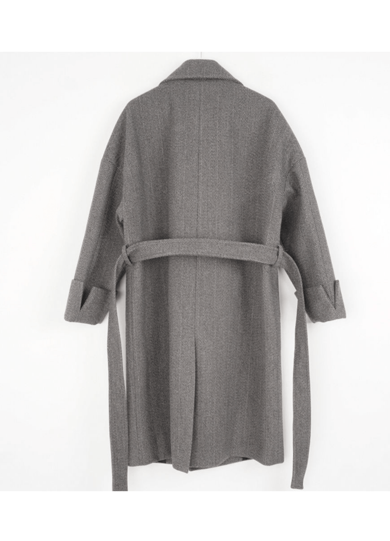 D. SLEEVE HERRINGBONE ROBE COAT