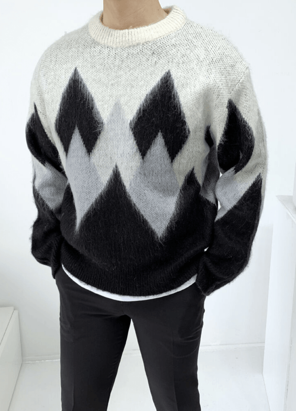 ANGORA ARGYLE KNIT #O