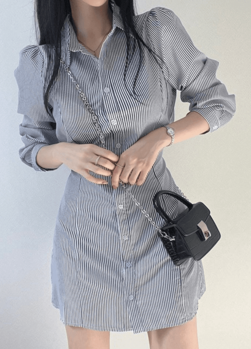 STRIPED BACK RIBBON SHIRTS ( 2 COLORS )