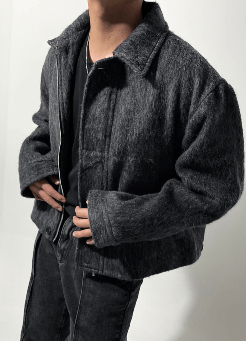 MOHAIR WOOL HALF COAT